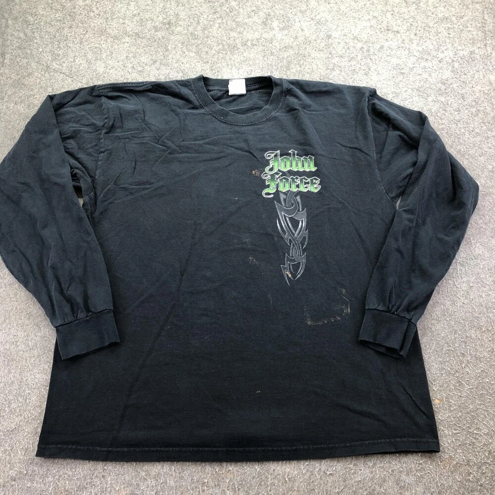 John Force Shirt Mens XL Black Racing Long Sleeve Gildan NHRA Funny Car Graphic
